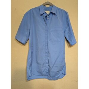 Loulou Studio Short Sleeve Button Down Shirt Relaxed Fit Light Blue M